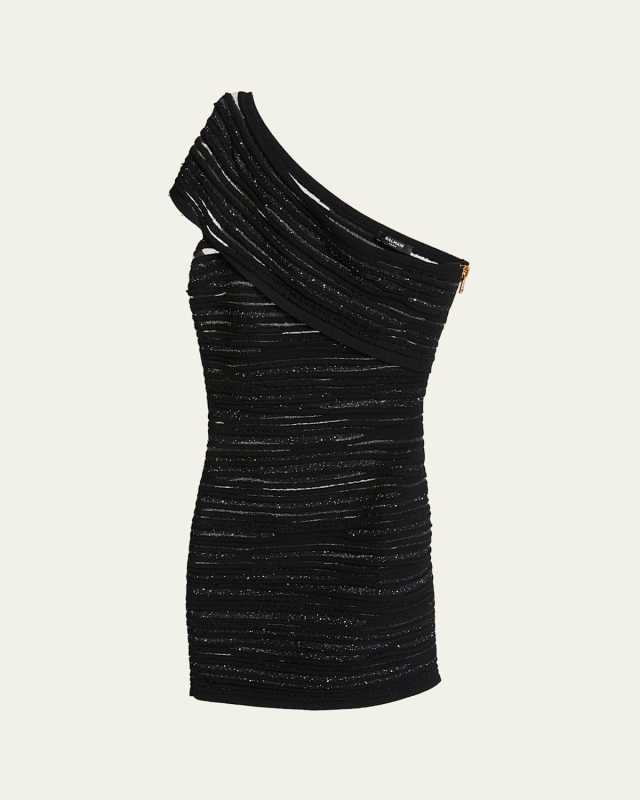 One-Shoulder Glitter Mini Dress